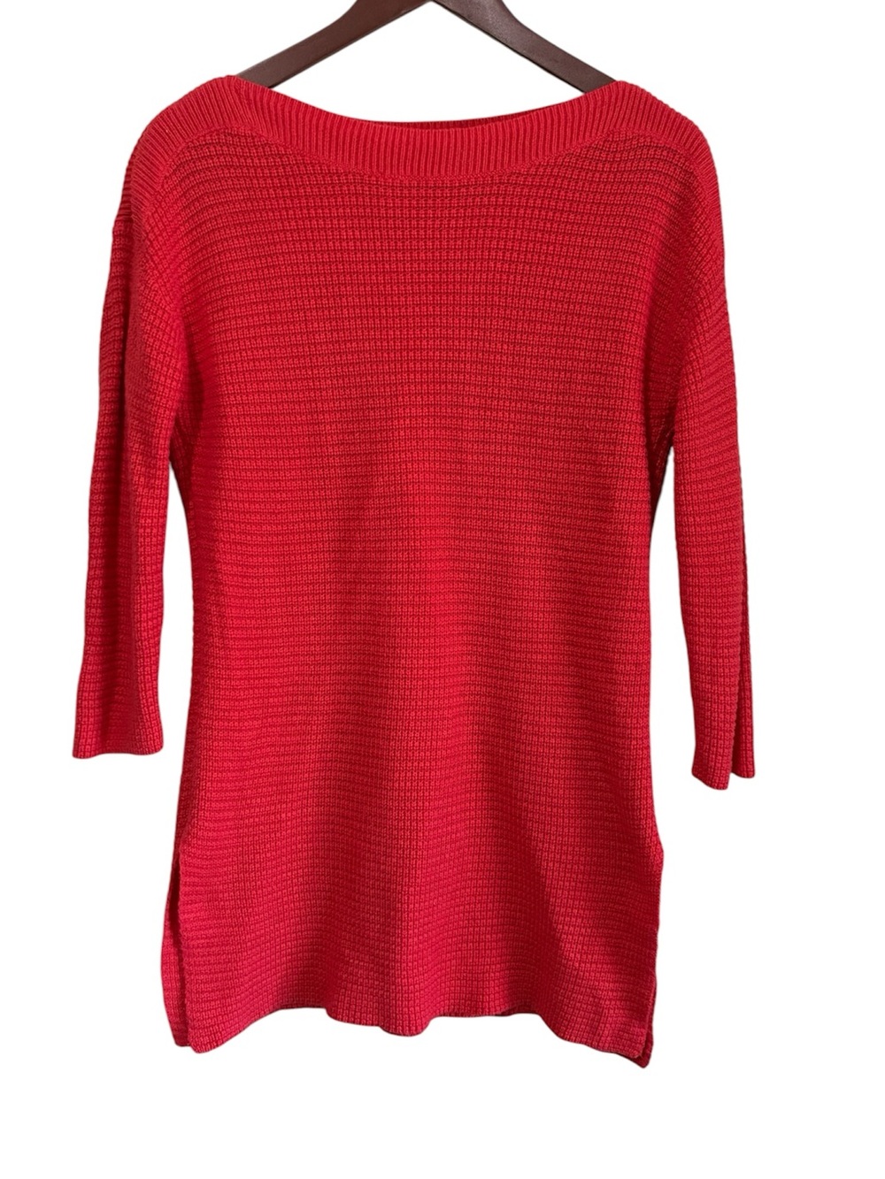 Lord + Taylor Women's Red Waffle Knit Tunic Sweater Size Small